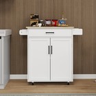 Kitchen Island Rolling Trolley Cart With 1 Drawer   2 Doors With Storage Racks
