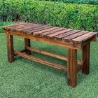 Outdoor Garden Bench  2-person Wood Patio Bench 35 5 Inches Carbonized