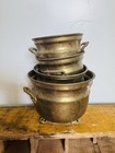 4 Brass Bronze Copper Cauldron Pot Footed Small Planter Vintage Made In India