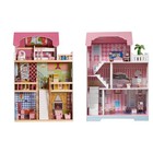 3-storey Wooden Dolls House For Kids  Dollhouse With Simulated Luxury Furniture