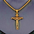 Mens Stainless Steel Jesus Christ Cross Crucifix Pendant Rope Necklace For Gift