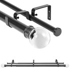 1  Crystal Ball Flat Button Double Drapery Curtain Window Rod Set  28 -120 