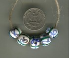African Trade Beads Vintage Antique Venetian Old Glass White Fancy Ribbon Beads