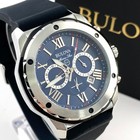 Bulova Marine Star Blue Dial Black Rubber Strap Chronograph Men s Watch 98b258