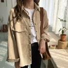 Women Corduroy Shirt Tops Blouse Loose Long Sleeve Jacket Outerwear Casual Retro