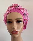 Surgical Scrub Cap  Nurses Hat  Bouffant  Floral Print  Pink