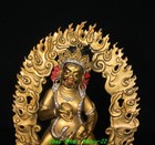 12 6  Tibet Pure Bronze Painting Buddhism Mahakala Wrathful Deity Buddha Statue