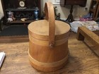 Antique Primitive Wooden Firkin Sugar  Flour Bucket W lid Pantry Storage Rustic