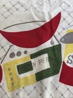 Vintage Tablecloth 49x60 Mcm 1960s Red Green Yellow Floral Mushroom Sugar Peas