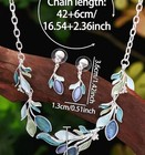 Leaf Earrings Necklace Set Summer Fall Fashion Jewelry Fast Free Ship