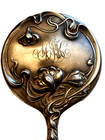 Art Nouveau Silver Plated Monogrammed Hand Mirror  10 