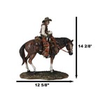 Western Desert Cowboy On Saddleback Riding Brown Stallion Horse Figurine