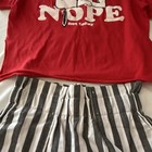 Womens Snoopy Peanuts Nope Not Today Pajama Set S Red Tee Striped Shorts