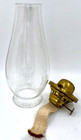  2 Miller Flip Top Kerosene Oil Lamp Burner With Signed Pyrex Chimney Flared Rim