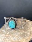 Kingman Turquoise Navajo Sterling Silver Old Pawn Bracelet 10414