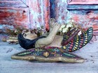 Fairy Butterfly Wood Distressed Handmade Hand Painted Guerrero Mexican Folk Art