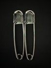 In N Out Large Silver-tone Metal Safety Pins Lot Of 2  Round Eye  Sharp Tip