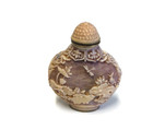Antique Asian Chinese Carved White Lacquer Resin Snuff Bottle Qianlong Mark