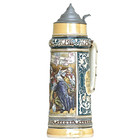 J w  Remy  German Beer Stein  617 - Tavern Singer 4 0 L   Antique Circa 1905