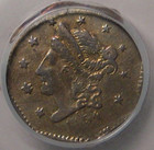 1854 50 Cent Historic Fractional Gold Coin Bg-306 Pcgs Ms60 3 0 Old Green Holder