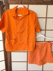Vintage Catalina Martin 2 Pc Set 60s Shirt Swimsuit Shorts Bright Orange Med  32