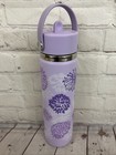 Hydro Flask 24oz Insulated Bottle Wide Mouth Flex Straw Lid Handle Purple Floral
