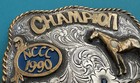 Vtg 1990 Nccc Champion Driving Horse Silverado Sterling Ol Trophy Belt Buckle