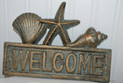 Cast Iron Seashell Welcome Sign Nautical Beach Coastal House Front Porch New 8 