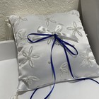 White Satin 8   x8    Square Ring Bearer Pillow Bow   Pearl Daisy Beaded Accents New