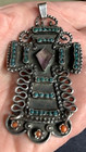 Matilde Poulat  Matl  50 60s Sterling Cross Pendant  Turquoise  Amethyst  Coral