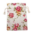 Fasoty Lot Of 24 Rose Drawstring Bags Burlap Flower Pouch Bags Linen Gift Bag   