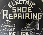 Vintage Folk Art Hand Painted Advertisement Sign For Electric Shoe Repairing
