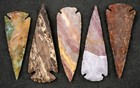     5  - 4  Flint Spearhead Arrowhead Oh Collection Project Point Knife Blade   