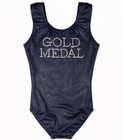 Gk Elite Cm Navy Rhinestone Leotard Gold Medal Back Gymnastics Sparkle