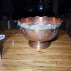 Vintange Large Boulton And Watt  Olde English  Hand Chased Punch Copper Bowl 