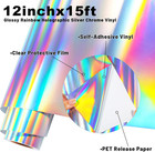 Girafvinyl Holographic Vinyl 12  X 15ft Rainbow Silver Chrome Vinyl For Home 
