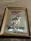 Miller High Life Beer Sign Mirror  wisconsin Timber Wolves  Wolf Wildlife Series