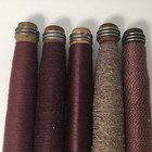Vtg Wooden Sewing Bobbins With Thread yarns Purples Set Of 5 Lot 24