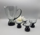 Mid Century Modern Vintage Morgantown Smoke Glass Cocktail Pitcher Barware Set