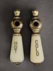 Vintage Porcelain Chrome Faucet Handles Hot   Cold Bathroom Sink Tub Pair