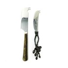 Vintage Cheese Cutter Slicer Fork Tip Knife Set  2 Pcs