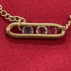 Avon Gold Toned Pink  White   Blue Rhinestones 6 5    Chain Anklet Bracelet