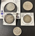 Lot Of 5 World Silver Coins - Rupee  Bolvar  Frank  Netherlands  Shilling