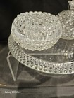 Vtg Vanity Clear Bubble Glass Tray Perfume Bottle   Powder Dish Beautiful  