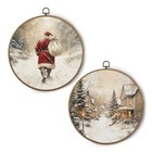  Santa Farmhouse Christmas Round Wall Art Decor  10x10 Inches Santa Trown