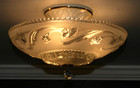Antique 16  Frosted Glass Porcelier Flush Mount Original Ceiling Light Fixture