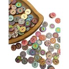 Decorative Wood Buttons  200 Pack  5 8 Inch  Vintage Pattern  2 Holes  A-style