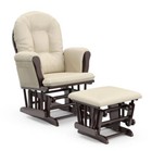 Premium Wooden Hoop Glider Rocking Chair With Ottoman   Nursery Glider Armchair