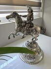 X Large Antique German Silver Decanter Centerpiece King Stavus Adulphus On Horse