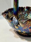 Vtg Iridescent Amethyst Carnival    persian Medallion    Basket  Fenton Beautiful 